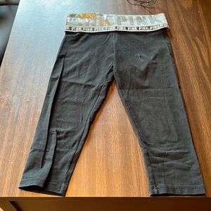 Pink Yoga Capri  black size small  with glitter pink around waist